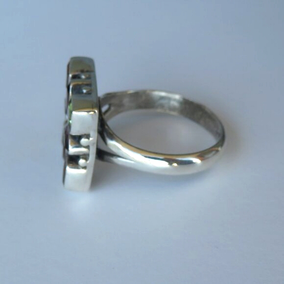 Natural Garnets Amethysts Peridots In Sterling Silver Mosaic Ring. Size 8.25 - Picture 11 of 17